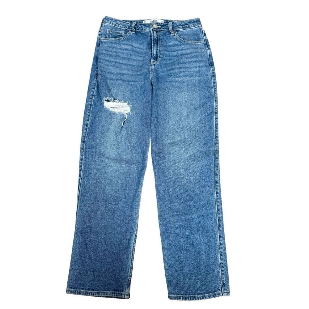 Hollister Junior Curvy Ultra High Rise Vintage Straight Denim Blue Jeans Size 9R